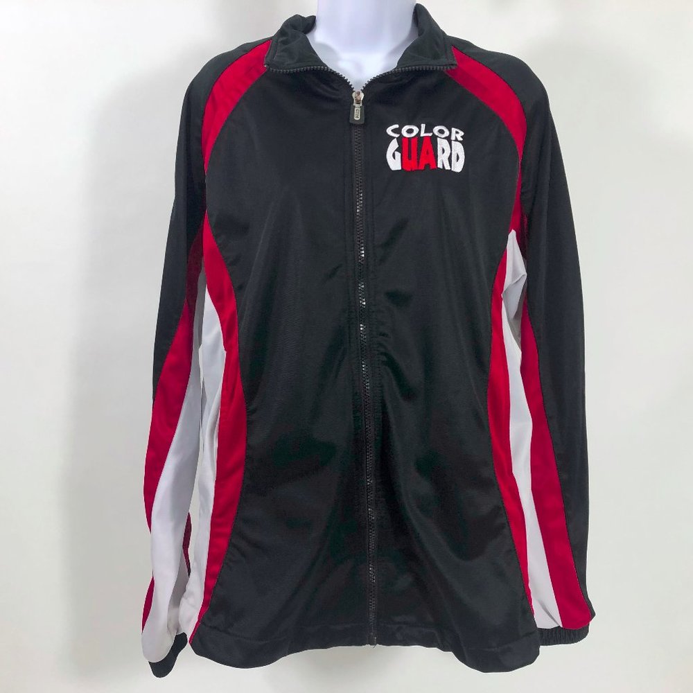 EUC GTM Sportswear Color Guard Jacket Red Black & Off White Wm's XL